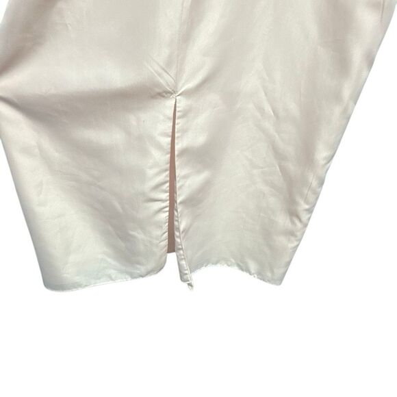 Blush Pink Satin Maxi Dress with Pleated Bodice - Picture 9 of 11